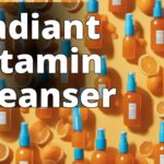 A vibrant collage of colorful vitamin C cleanser bottles arranged in a visually appealing manner.